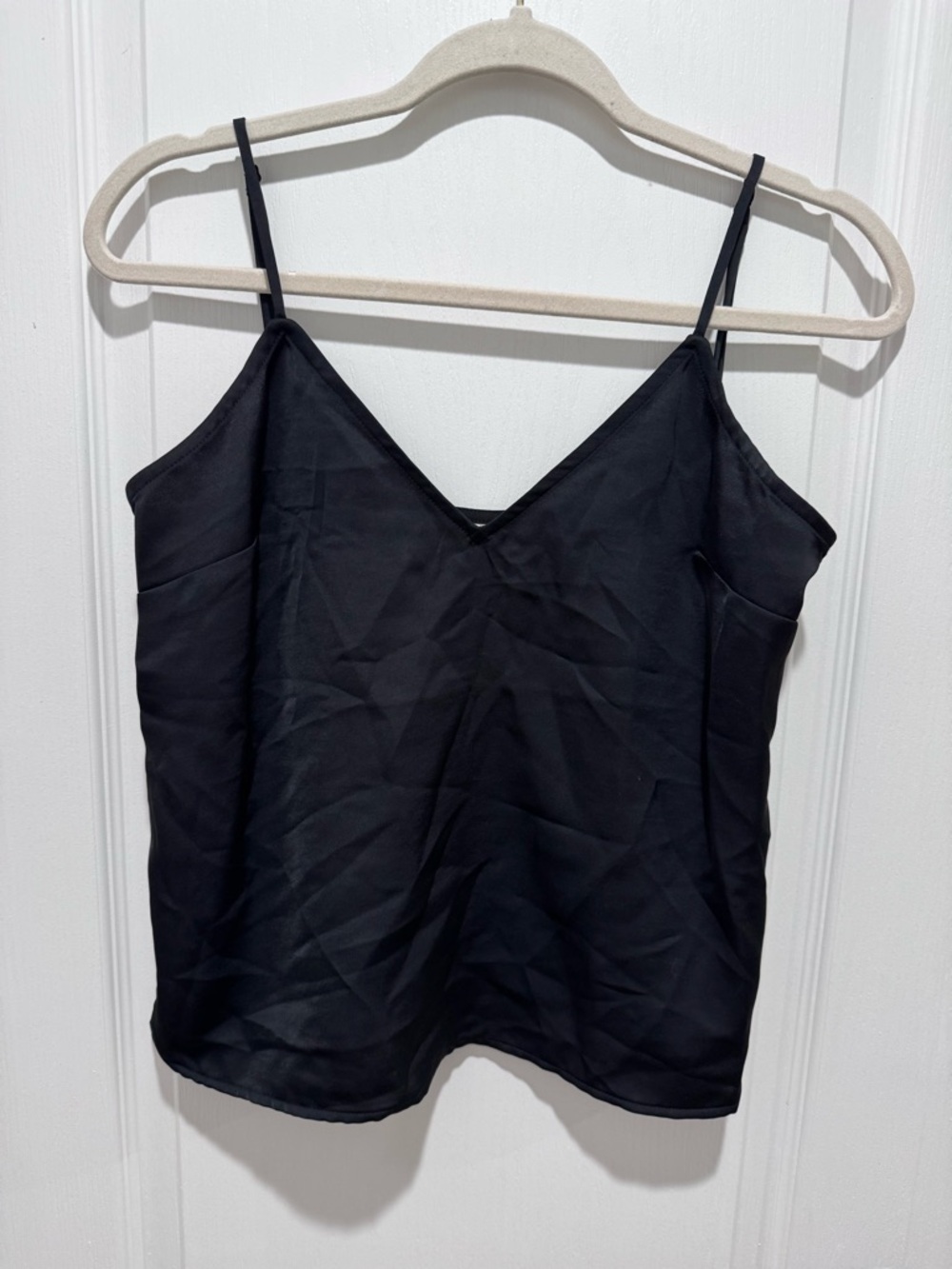 a new day Black V-Neck Satin Cami Top- size XS